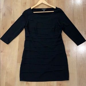 Black 3/4 sleeve tiered shift dress
